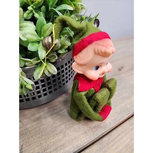 Vintage Elf Knee Hugger Pixie Figure Sakai & Co Ltd Japan Red Green 4" - Picture 3 of 5